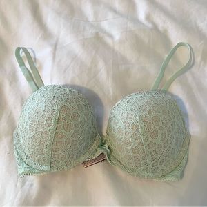 Victoria’s Secret Seafoam Push Up Bra with Rhinestones